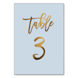 Goldfolie staubblaue Hochzeitsstiftung Tischnummer