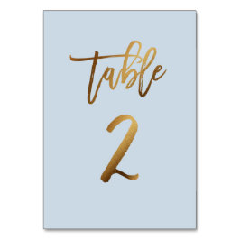 Goldfolie staubblaue Hochzeitsstiftung Tischnummer