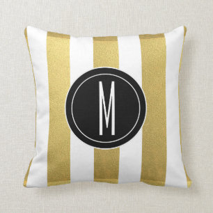 GOLDfolie STRIPES %PIPE% SCHWARZES MONOGRAMM Kissen