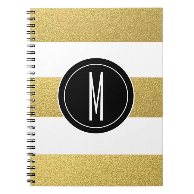 GOLDfolie STRIPES %PIPE% SCHWARZES MONOGRAMM Notizblock (Vorderseite)