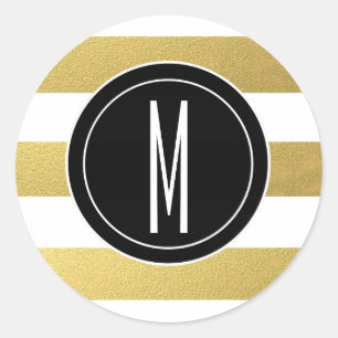 GOLDfolie STRIPES %PIPE% SCHWARZES MONOGRAMM Runder Aufkleber
