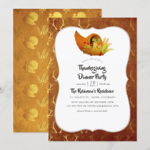Goldfolie Thanksgiving-Dinner/Feier Einladung