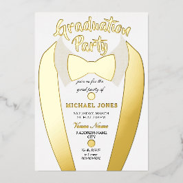 Goldfolie Tuxedo Anzug Abschluss Grad Party Folieneinladung