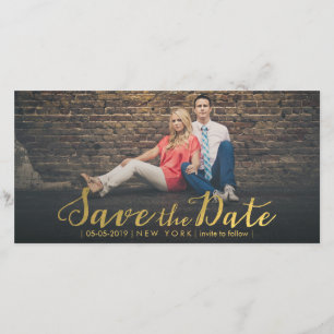 Goldfolie überlagerte Save the Date Foto-Karten