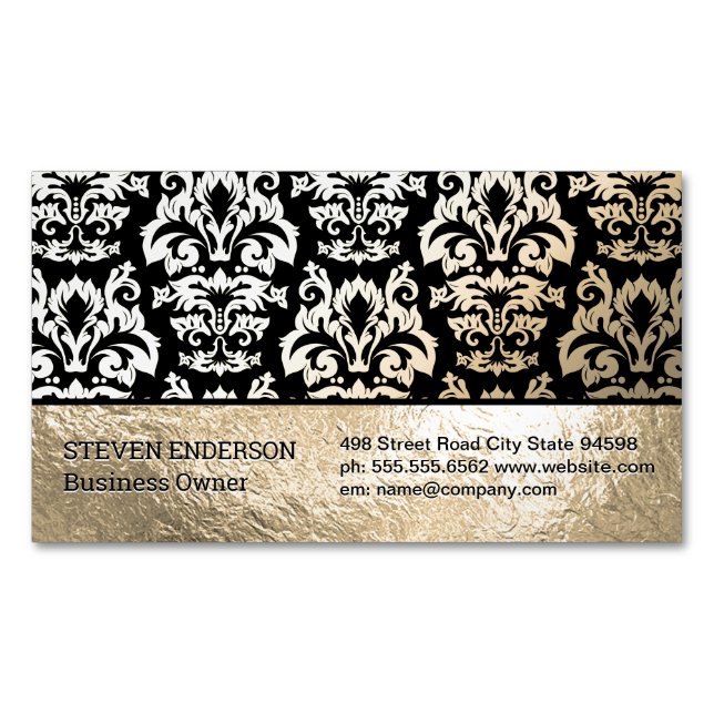 Goldfolie und Damask Muster Magnetische Visitenkarte (Vorderseite)