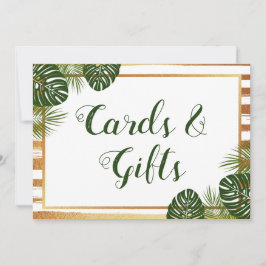 Goldfolie und Green Palm Leaf Beach Hochzeitszeich Einladung