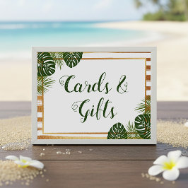 Goldfolie und Green Palm Leaf Beach Hochzeitszeich Einladung