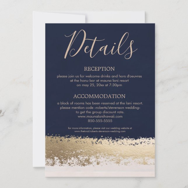 Goldfolie und Hochzeitsdetails Einladung (Vorderseite)