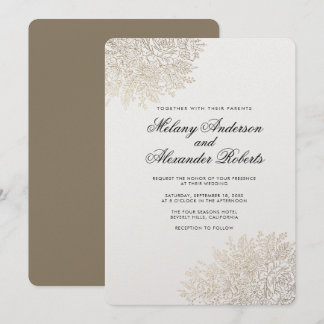 Goldfolie Vintage-Spitze Elegante Hochzeitseinladu Einladung