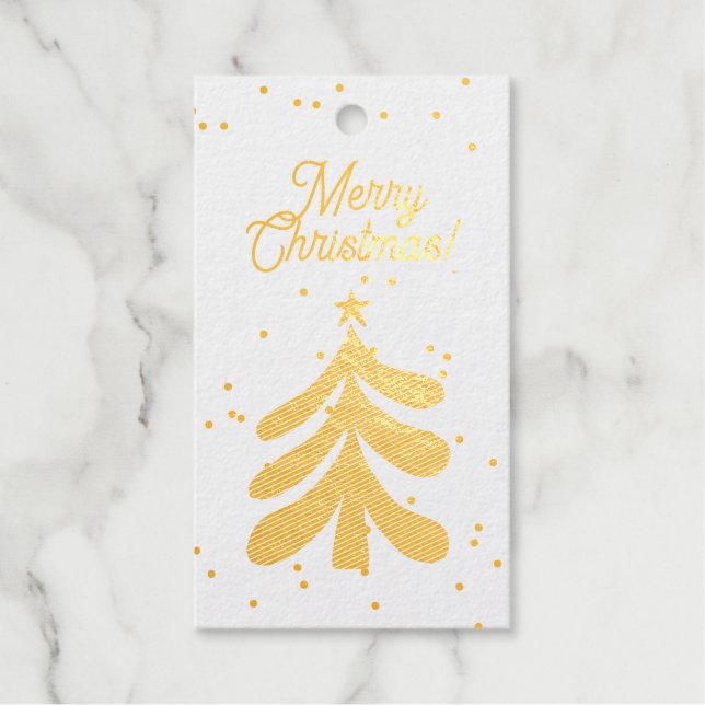 Goldfolie Weihnachtsbaum Geschenketiketten Geschenkanhänger (Vorderseite)
