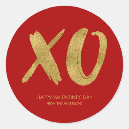 Goldfolie XOXO Valentinaufkleber Runder Aufkleber