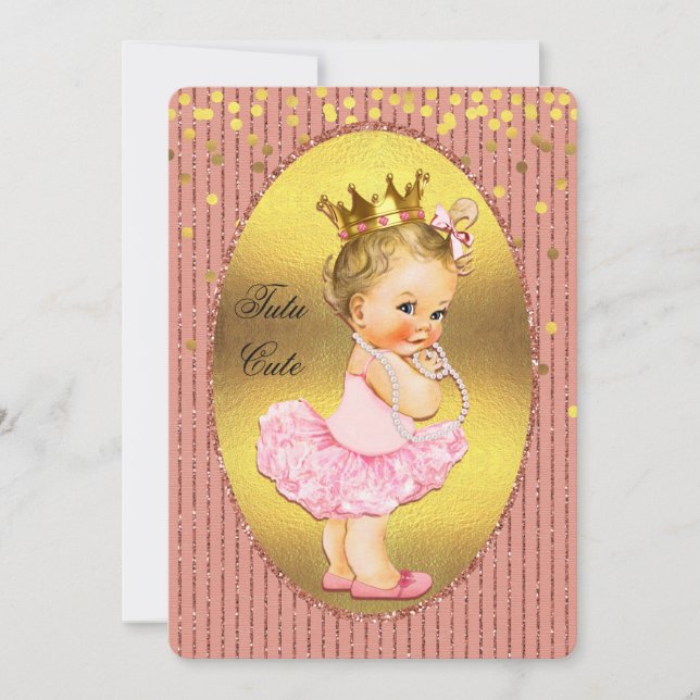 Goldfolieconfetti-Glitzer Tutu-niedlicher Einladung (Vorderseite)