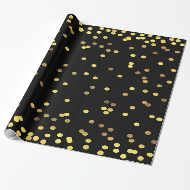 Goldfolieconfetti-Schwarzes Geschenkpapier (Ungerollt)