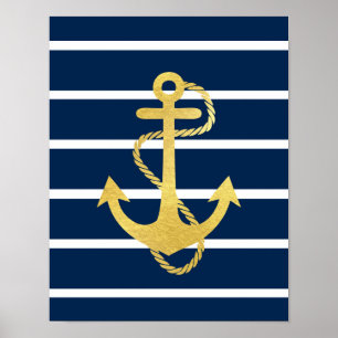 Goldfolien-Ankerdruck Digital-Kunstplakat Poster