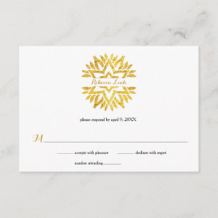 Goldfolien-Blick-Sternmandala-Schläger Mitzvah RSVP Karte