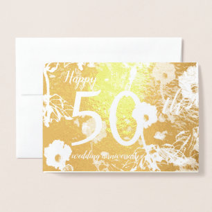 Goldfolien-Blumen50. Hochzeitstag-Karte Folienkarte
