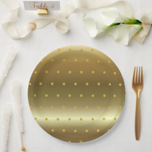 Goldfolien-Farb-Polka-Punkte   Pappteller