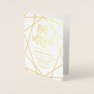 Goldfolien-geometrische Linien Schläger Mitzvah Folienkarte