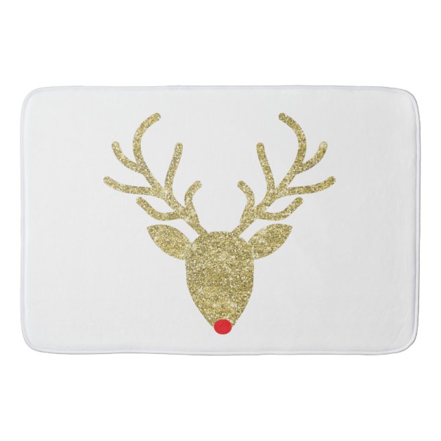 Goldfolien-Glitzer-Rudolph-Weihnachtsbad-Matten Badematte (Vorderseite)