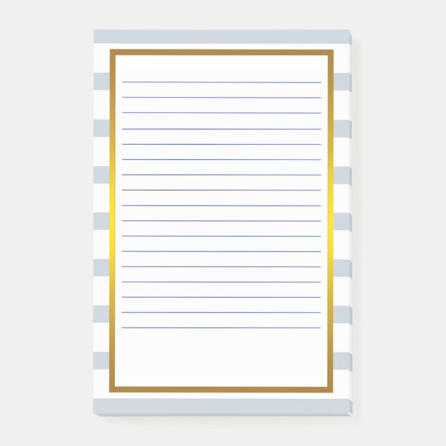 Goldfolien-grauer Streifen-weiße gezeichnete Post-it Klebezettel (Vorderseite)