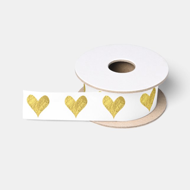 Goldfolien-Herz Satinband (Spule)