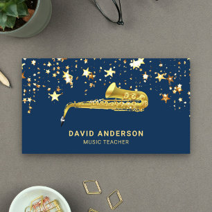 Goldfolien-Konfetti Eleganter Saxophon Saxophonist Visitenkarte