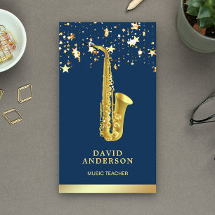 Goldfolien-Konfetti Eleganter Saxophon Saxophonist Visitenkarte
