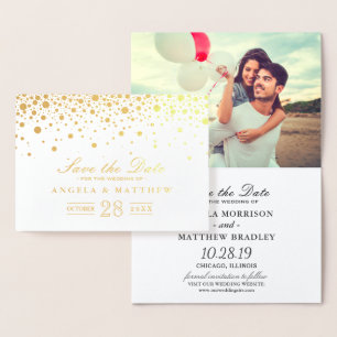 Goldfolien-Konfetti-Punkte Hochzeit Termin vormerk Folienkarte