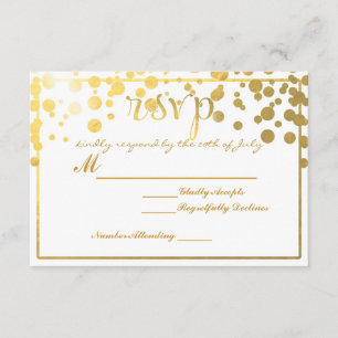 Goldfolien-Konfetti-RSVP-Hochzeitskarte-Einladung RSVP Karte