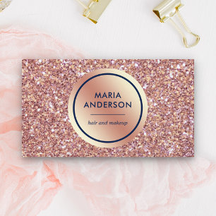 Goldfolien-Kreis Roségold Pailletten Glitter-Make- Visitenkarte