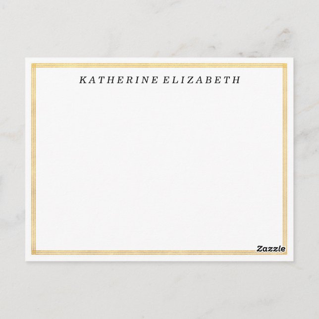 Goldfolien-Kunst-Deko-Grenzpersonalisierte Postkarte (Rückseite)