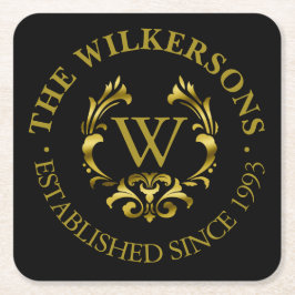 Goldfolien-Monogramm-Emblem | wählen Ihre Farbe Rechteckiger Pappuntersetzer