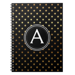 Goldfolien-Monogramm spielt Notizbuch die Notizblock