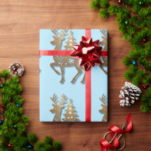 Goldfolien-Rentier mit Weihnachtsbaum 