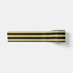 Goldfolien-Schwarzes Stripes Muster Satinband