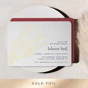 Goldfolien-Sommer-Hummer-Kochparty Folieneinladung