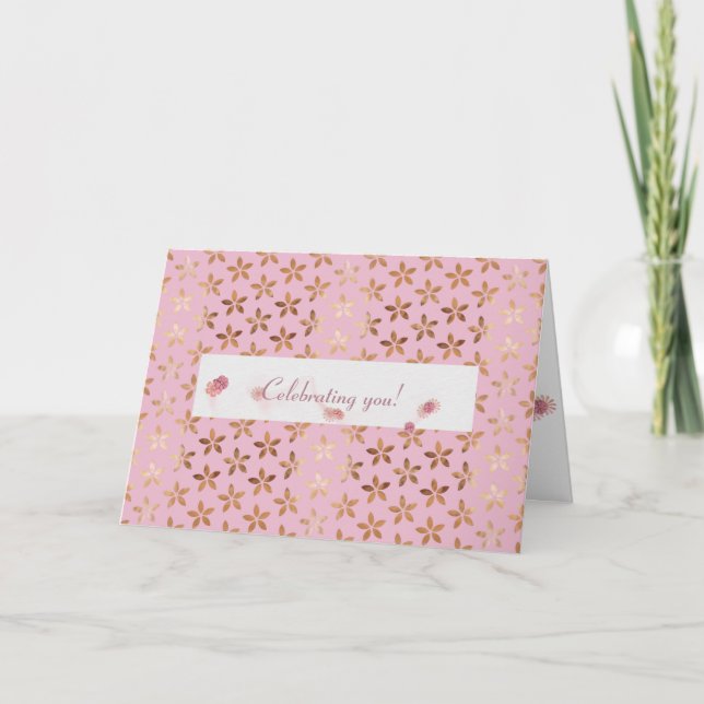 Goldfolien-Tageszeitungen am rosa Geburtstag Karte (Vorderseite)