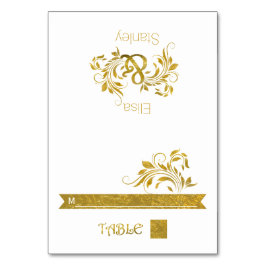 Goldfolienampersand & Scroll Hochzeitsbegleitkarte Tischnummer
