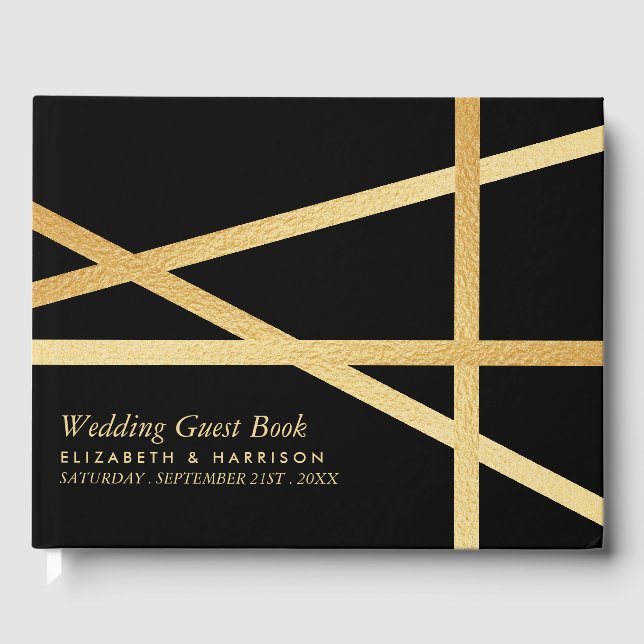 Goldfolieneffekt Geometrisches Hochzeitstil Gästebuch (Vorderseite)