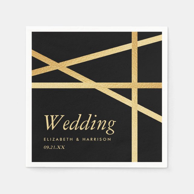 Goldfolieneffekt Geometrisches Hochzeitstil Serviette (Vorderseite)