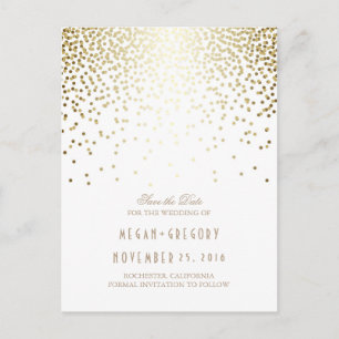 Goldfolieneffekt Konfetti Save the Date elegant Ankündigungspostkarte
