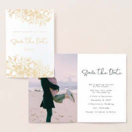 Goldfolienkalligraphie Foto Save the Date Folienkarte
