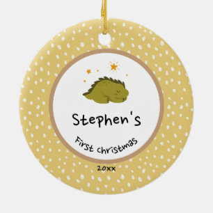 Goldfolienkranz   Baby First Christmas Green Keramik Ornament