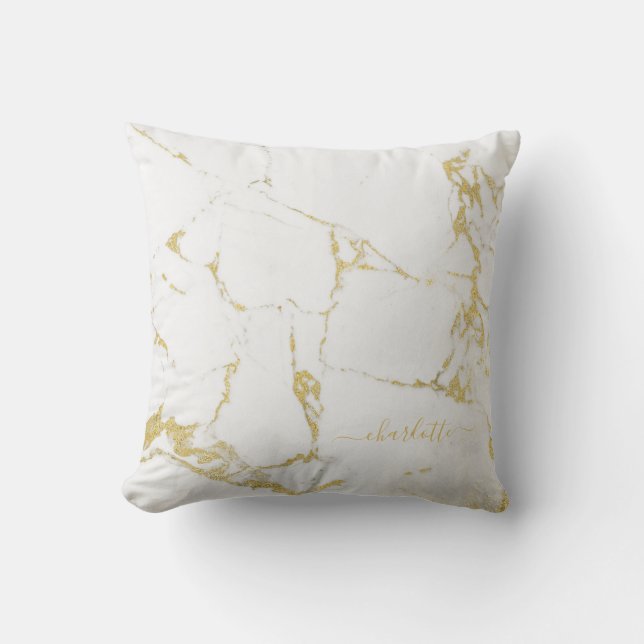 Goldfolienmarmor agate abstrakter moderner Goldwur Kissen (Vorderseite)