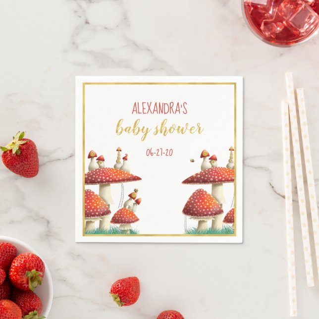 Goldfolienpilz & Bienendusche Serviette (Beispiel)