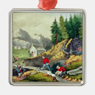 Goldförderung in Kalifornien Silbernes Ornament