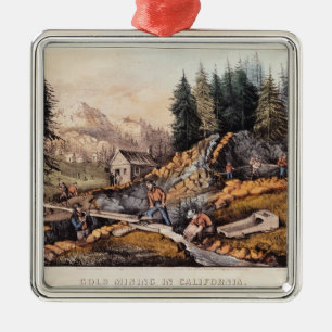 Goldförderung in Kalifornien Silbernes Ornament