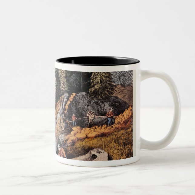 Goldförderung in Kalifornien Zweifarbige Tasse (Rechts)