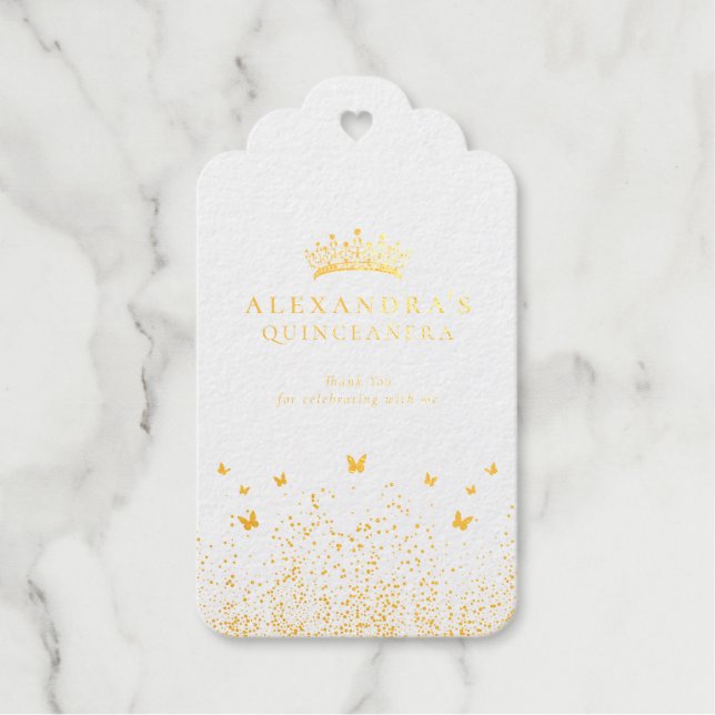 Goldforelle Quinceañera Emerald Green Floral Geschenkanhänger (Vorderseite)