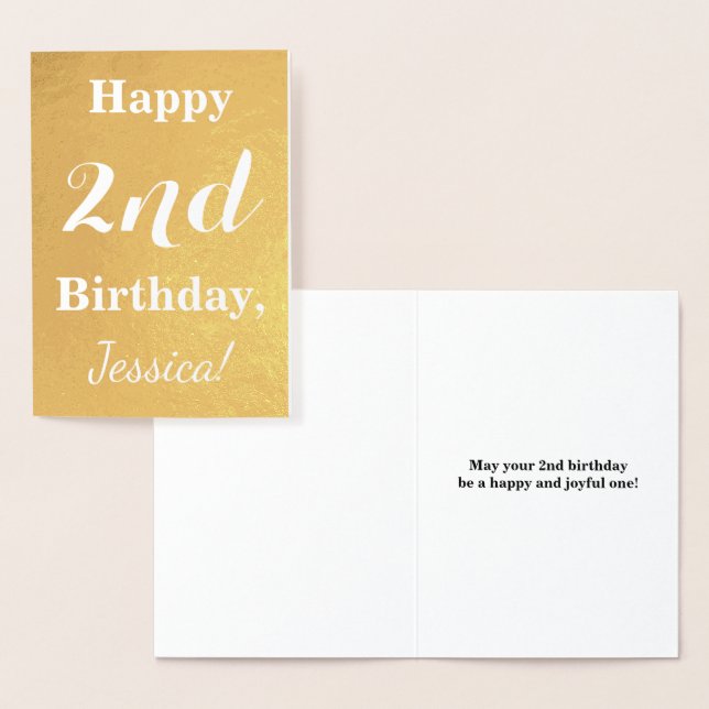 Goldfoto 2. Geburtstag + Individuelle Name Folienkarte (Anzeige)
